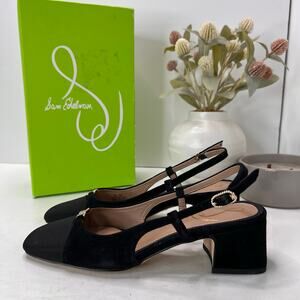 Sam Edelman Tarra 2 Suede/Fabric Sling Back Pump Black Women 5.5 Tried On
